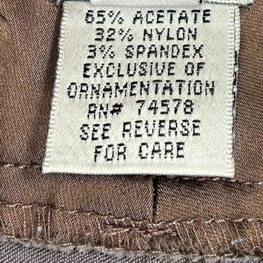 Vintage Cache Womens 6 Y2K Bronze Metallic Satin Brown Bootcut Pants Low Rise - Picture 9 of 14